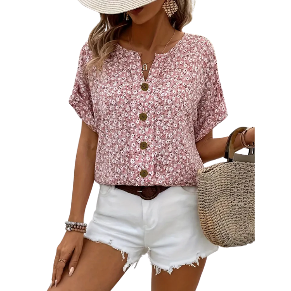 Freja |  Blomstret sommerhatt med knapper