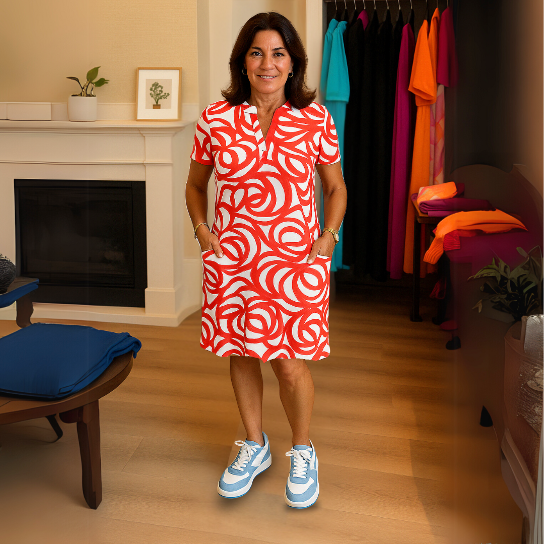 Monique | Print jurk med V-hals