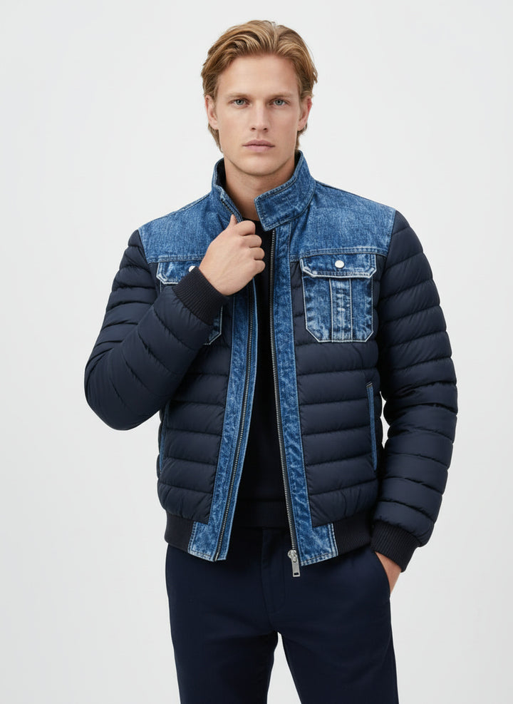 Sander Tromsø | Hybridjakke i Denim og Quiltet Stoff – Stil og Komfort