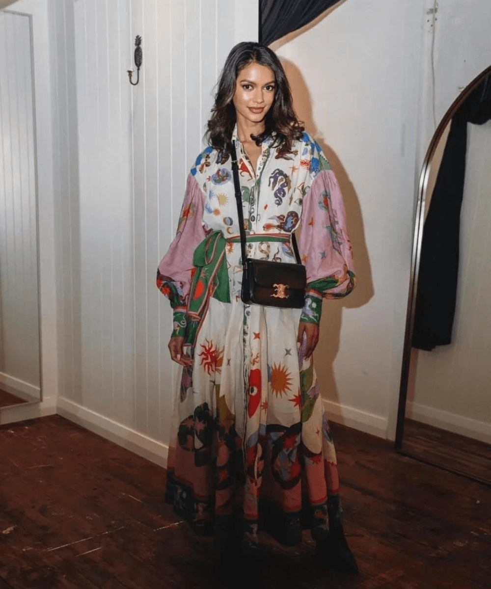 Ebba | Italiensk maxi-kjole med rikt mønster