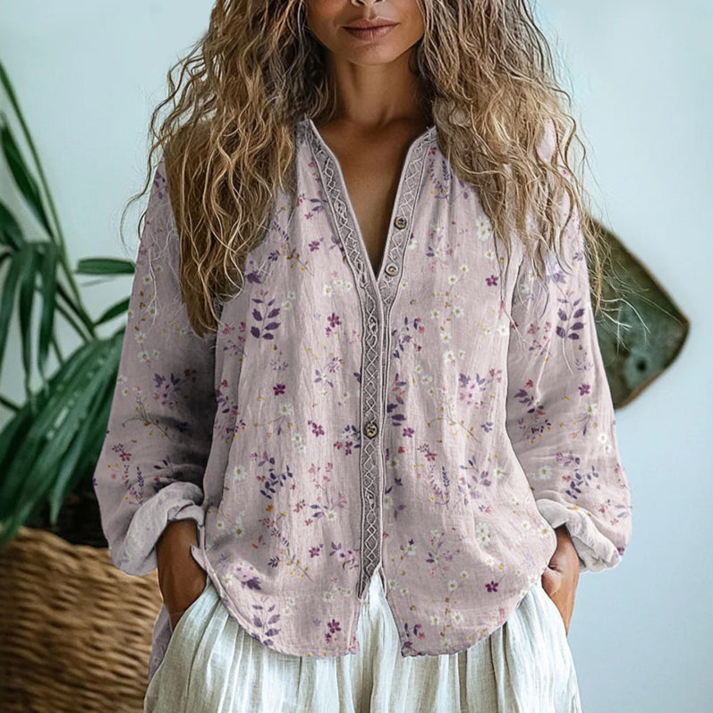 Oriana | Vintage bluse med bladmønster