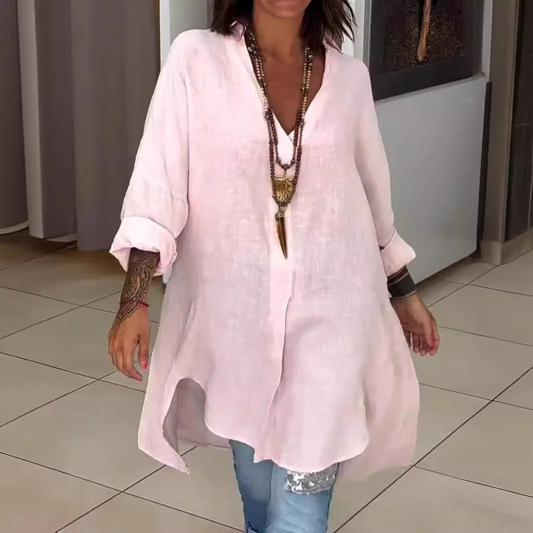 Jarmila |  Overdimensjonert bomullsskjorte med lin